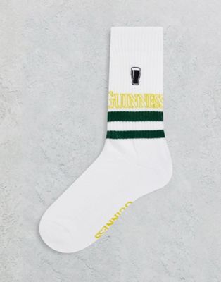 ASOS DESIGN Guiness sports sock in white
