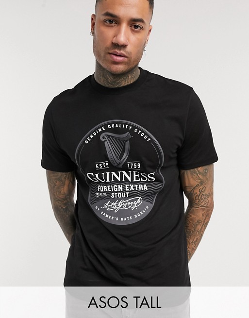 ASOS DESIGN Guinness Tall t-shirt with large front print