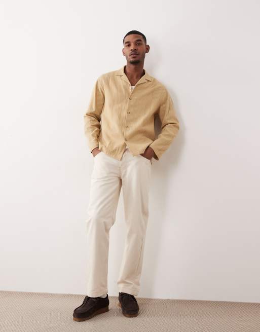 ASOS DESIGN - Gul afslappet skjorte med reverskrave og striber i jacquard, 4 af 5