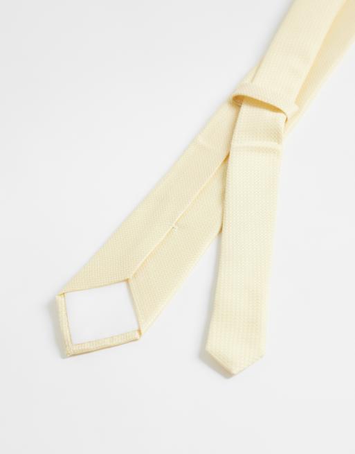 ASOS DESIGN – Gul, blommig, texturerad slips och bröstnäsduk, 2 av 3