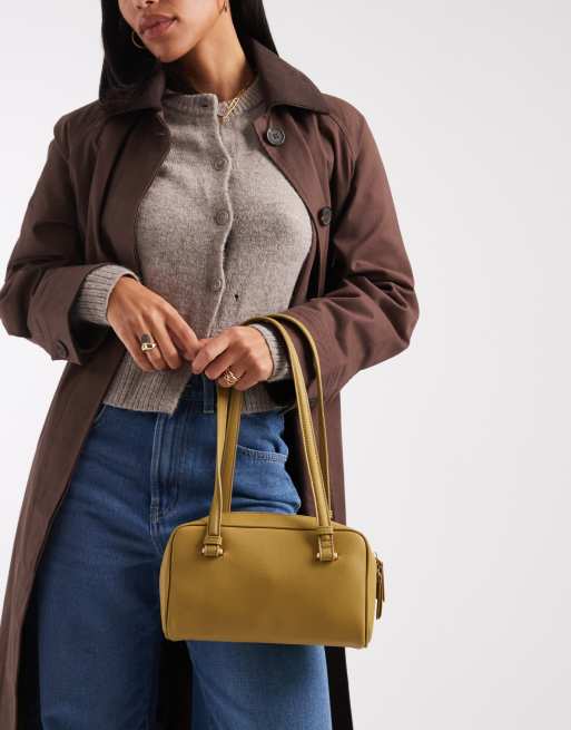 ASOS DESIGN – Gul, boxig axelväska med kontrastfärgade kanter, 4 av 4