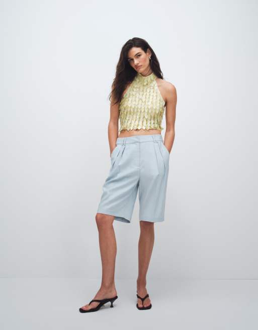 ASOS DESIGN - Gul halterneck-overdel med bladudsmykning, 2 af 7