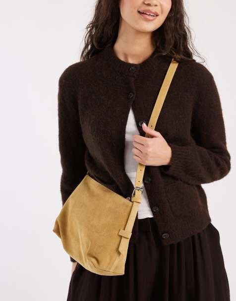 ASOS DESIGN - Gul justerbar crossbody-taske i ruskind - view 1