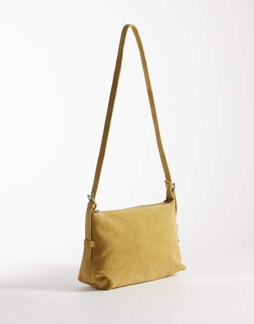 ASOS DESIGN - Gul justerbar crossbody-taske i ruskind, 4 af 4