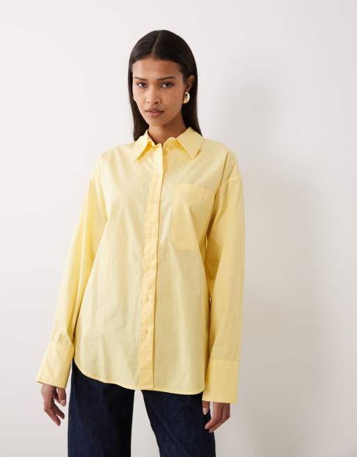 ASOS DESIGN - Gul klassisk skjorte i bomuld, 3 af 4