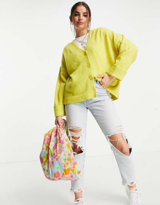 ASOS DESIGN – Gul kofta i oversize med uppvikta muddar och ficka