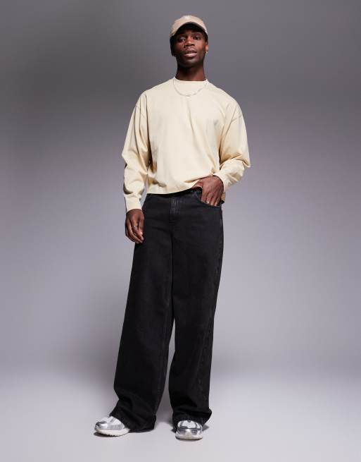ASOS DESIGN – Gul, långärmad t-shirt med boxig, oversize-passform och sänkta ärmhål  , 2 av 4