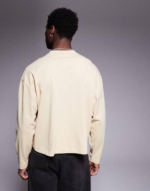 ASOS DESIGN – Gul, långärmad t-shirt med boxig, oversize-passform och sänkta ärmhål  , 4 av 4