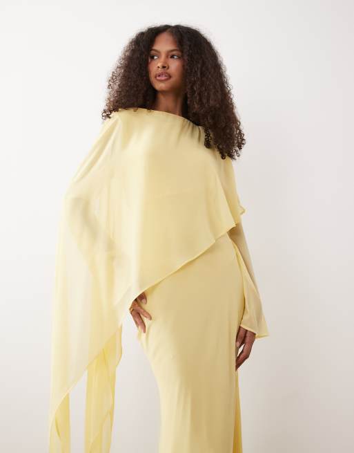ASOS DESIGN – Gul maxiklänning med långa ärmar och capedetalj, 2 av 4