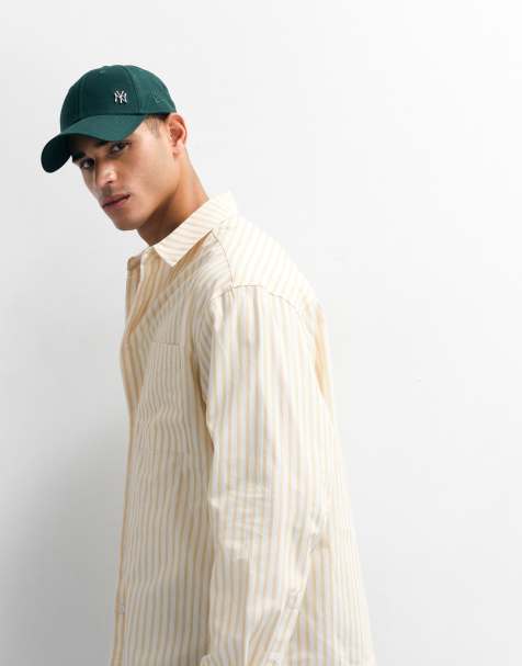 ASOS DESIGN – Gul- och vitrandig poplinskjorta i oversize - view 1