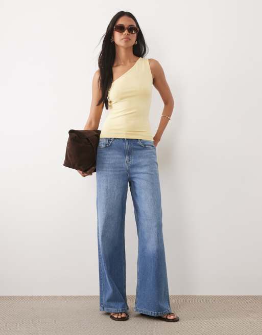 ASOS DESIGN - Gul oneshoulder-top i bomuld, 2 af 4