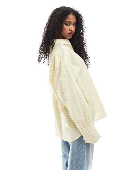 ASOS DESIGN - Gul oversized skjorte med striber - Del af sæt, 2 af 4