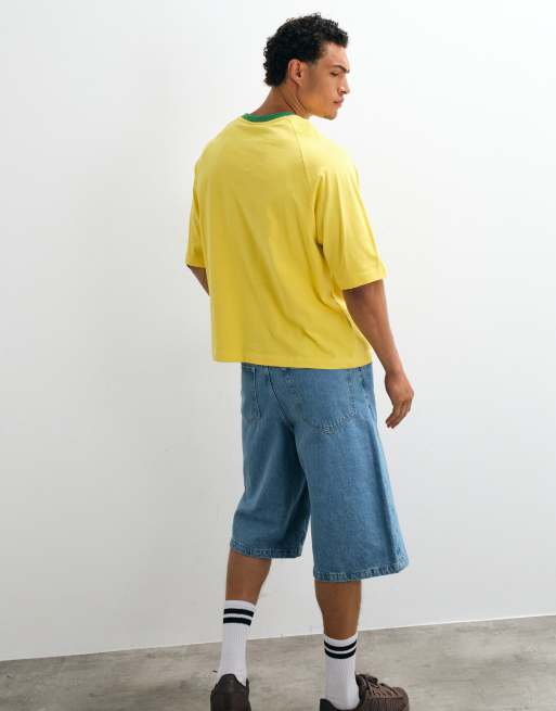ASOS DESIGN - Gul oversized T-shirt med 'Brasil'-fodboldprint og firkantet pasform, 4 af 5