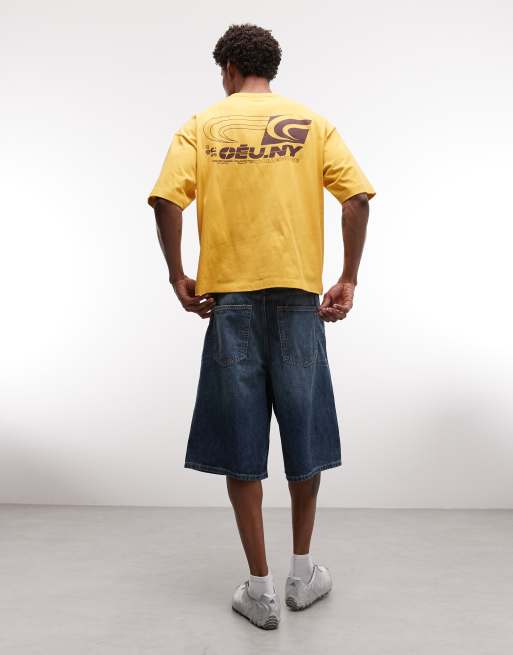 ASOS DESIGN - Gul oversized T-shirt med grafisk print og firkantet pasform, 2 af 5