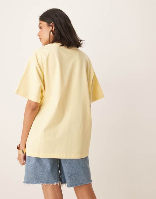 ASOS DESIGN - Gul oversized T-shirt med grafisk stempelprint, 3 af 4