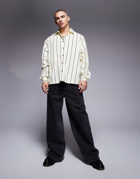 ASOS DESIGN – Gul, randig skjorta i oversize - view 1