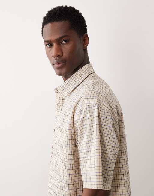 ASOS DESIGN – Gul, rutig, oversize skjorta i dad-modell med boxig passform, 4 av 5