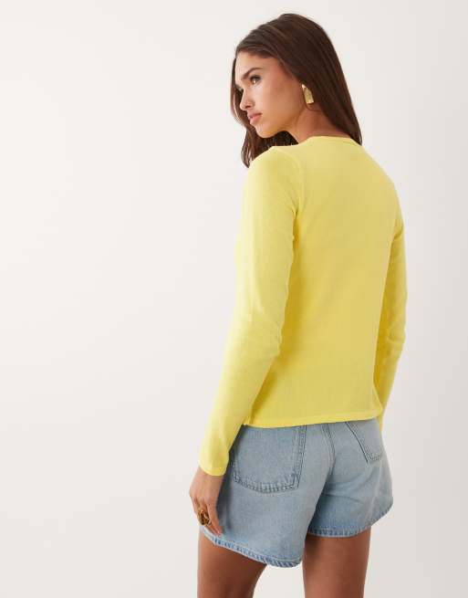ASOS DESIGN - Gul strikket firkantet cardigan - Del af sæt, 2 af 4
