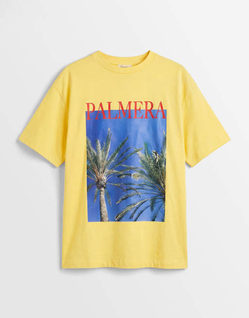 ASOS DESIGN – Gul t-shirt i oversize med Palmera-tryck, 5 av 8