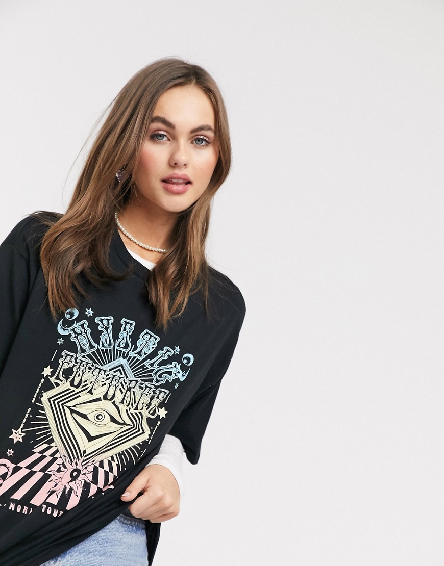 ASOS DESIGN – Gul t-shirt i oversize-modell med psykedeliskt tryck-Vit