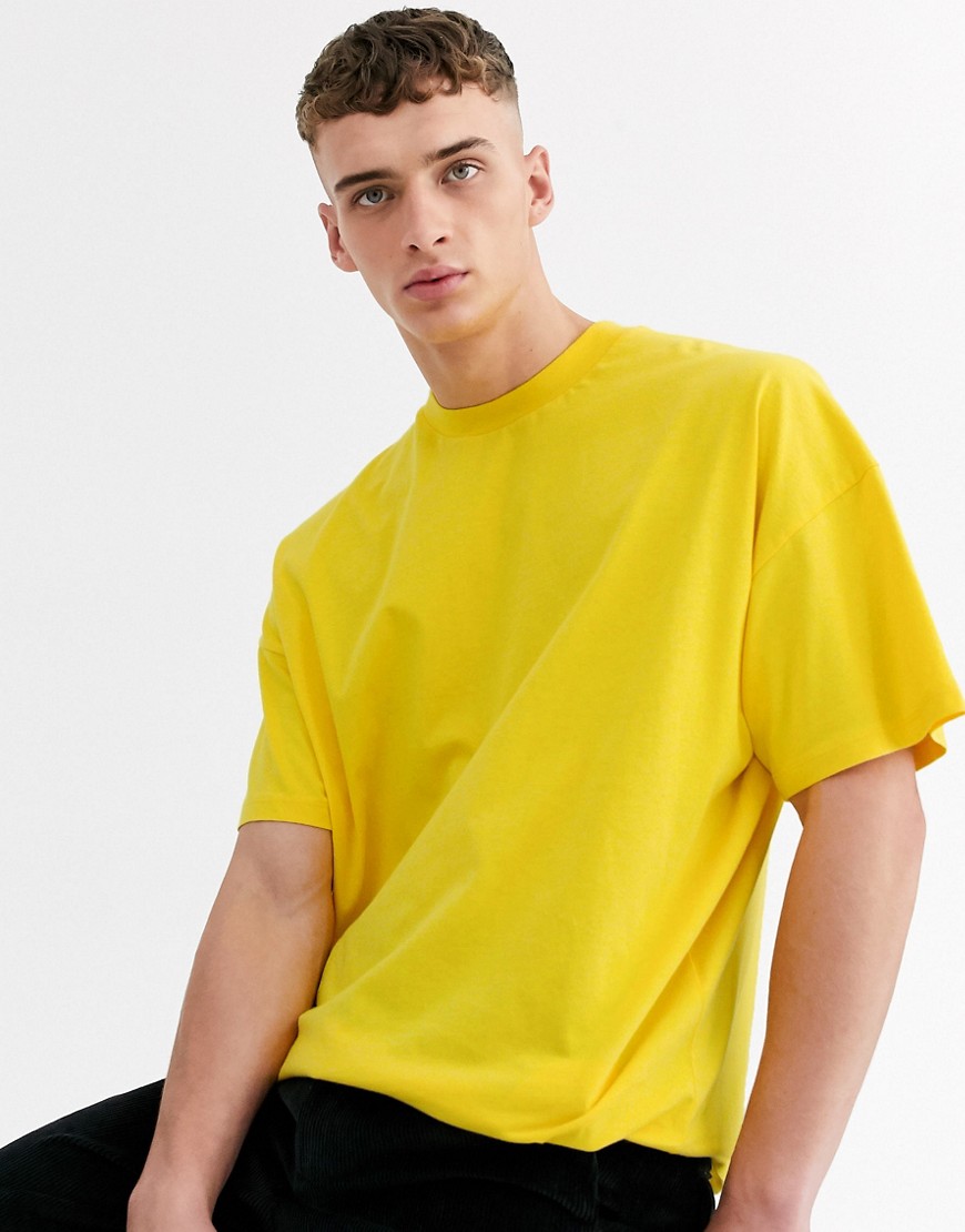 ASOS DESIGN – Gul t-shirt med rund halsringning i oversize-modell