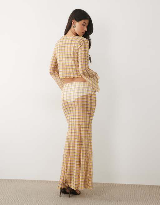 ASOS DESIGN - Gul ternet maxinederdel i mesh med print - Del af sæt, 3 af 5