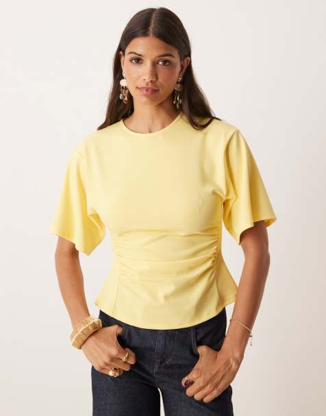 ASOS DESIGN – Gul topp i scubaliknande tyg med markerad midja - view 1