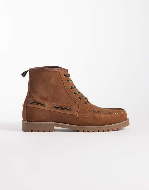 ASOS DESIGN – Gulbruna boots i mocka med snörning och snörning - view 1