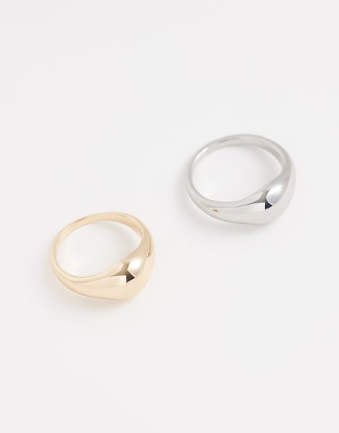 ASOS DESIGN – Guld- och silverfärgade ringar med bubblig design, 2-pack - view 1