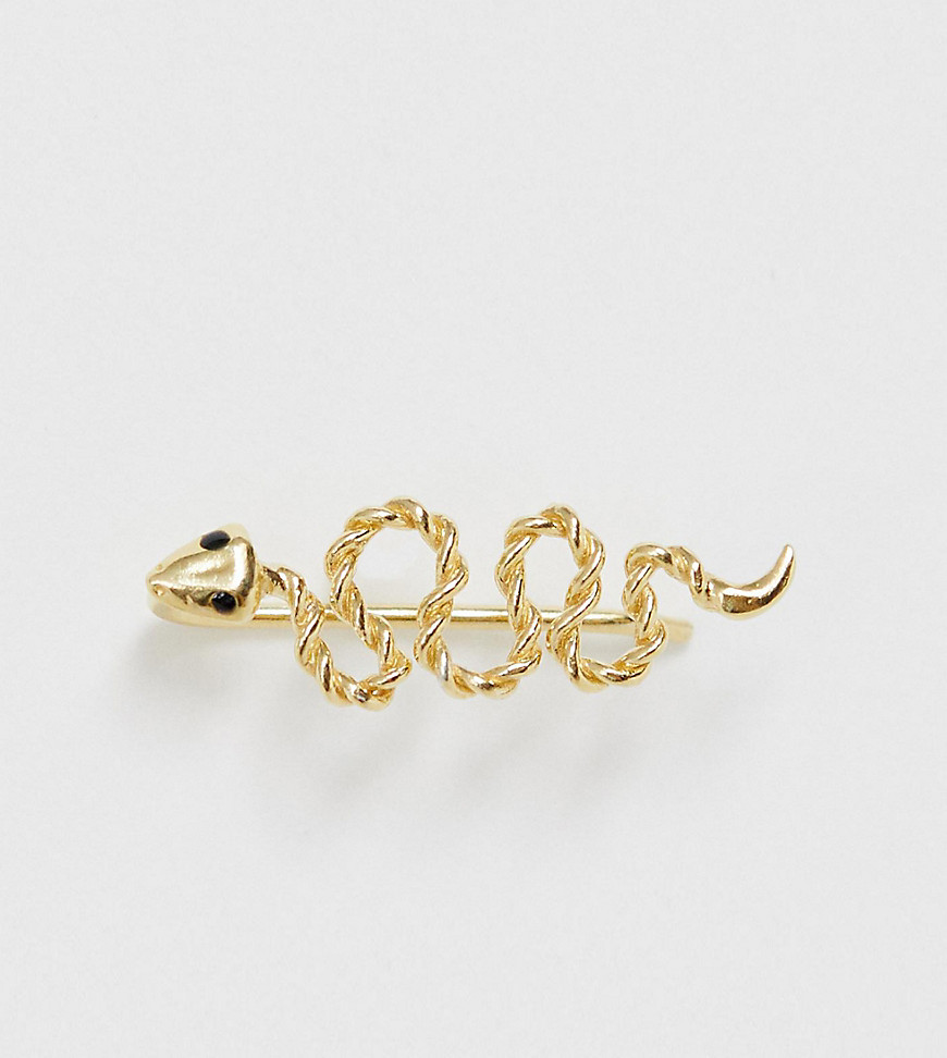 ASOS DESIGN - guldbelagt sterlingsølv ørecrawler i slangedesign