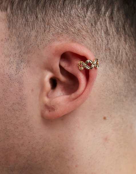 ASOS DESIGN – Guldfärgad, flätad öron-cuff - view 1