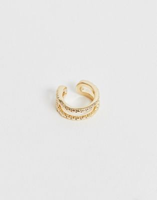 ASOS DESIGN – Guldfärgad graverad ear cuff i två rader