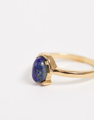 ASOS DESIGN – Guldfärgad lillfingerring med blå lapis lazuli halvädelsten