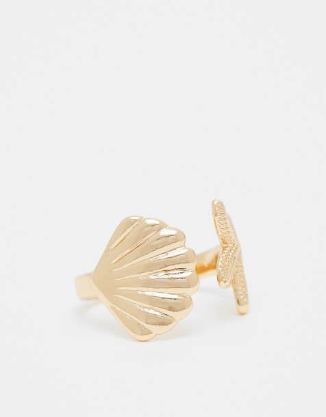 ASOS DESIGN – Guldfärgad omlottring med snäckskalsdesign - view 1