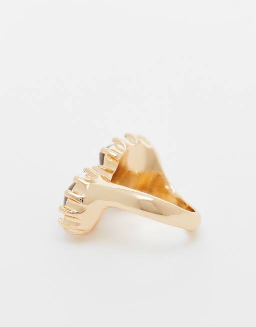 ASOS DESIGN – Guldfärgad ring i omlottdesign med halvädelstenen tigeröga, 3 av 3