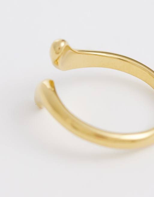 ASOS DESIGN – Guldfärgad ring i vattentåligt, rostfritt stål med omlottdesign, 2 av 3