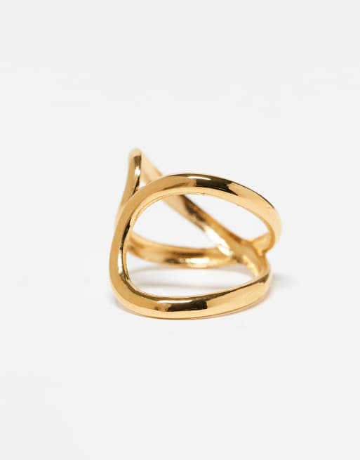 ASOS DESIGN – Guldfärgad ring i vattentåligt, rostfritt stål med öppen design, 2 av 3
