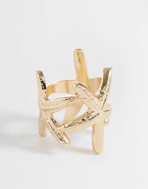ASOS DESIGN – Guldfärgad ring med sjöstjärnor - view 1