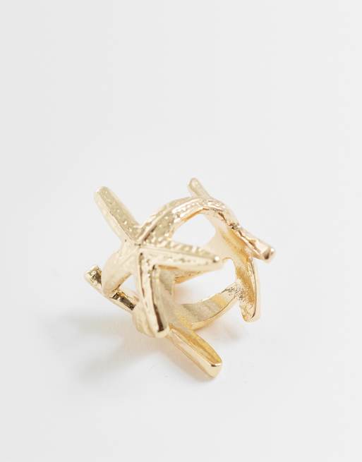 ASOS DESIGN – Guldfärgad ring med sjöstjärnor, 3 av 3