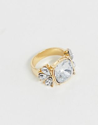ASOS DESIGN – Guldfärgad ring med sten och kristaller