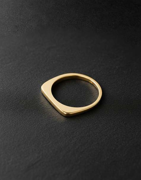 ASOS DESIGN – Guldfärgad, tunn klackring i sterlingsilver - view 1