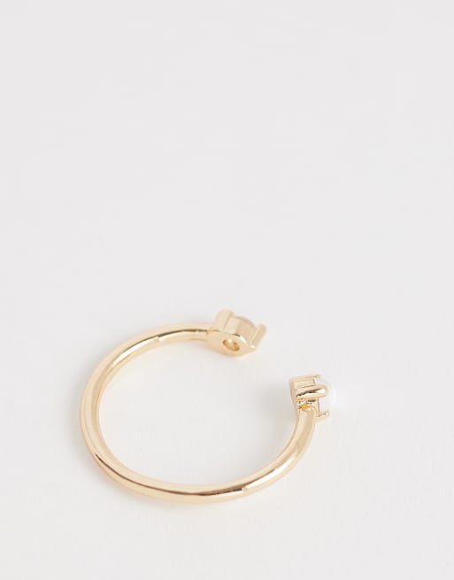 ASOS DESIGN – Guldfärgad, tunn ring med strass och omlottdesign, 2 av 3