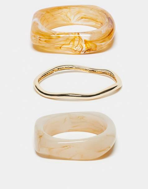 ASOS DESIGN – Guldfärgade armband med blandad hartsdesign, 3-pack - view 1