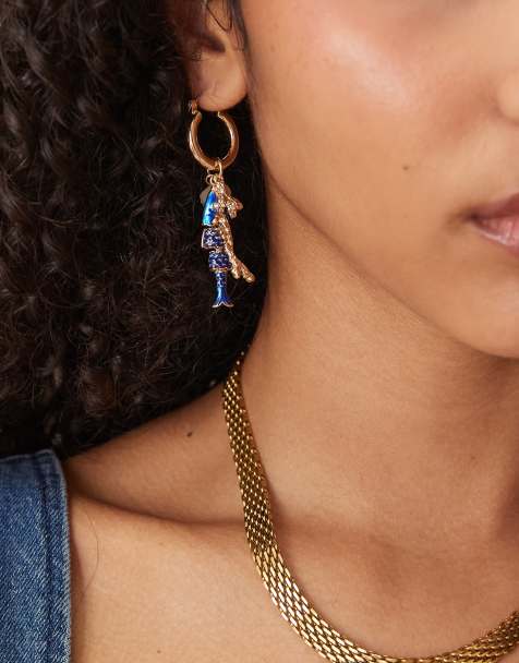 ASOS DESIGN – Guldfärgade creoler med fiskhängen - view 1