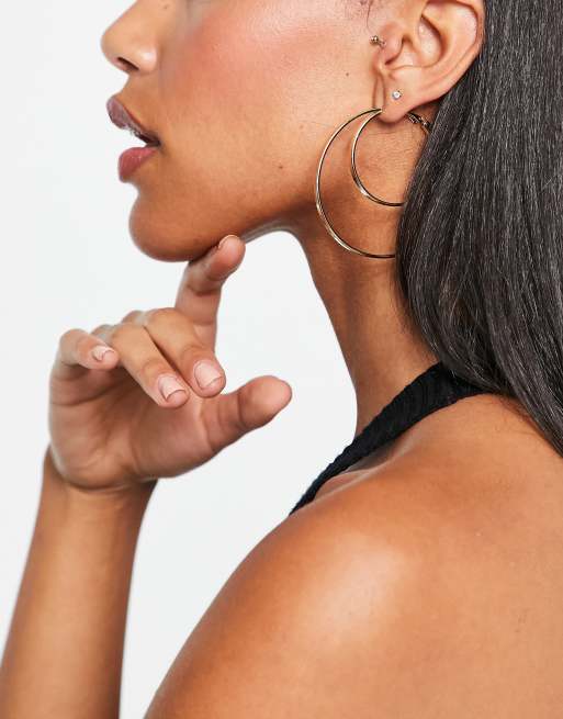 ASOS DESIGN – Guldfärgade dubbla creoler