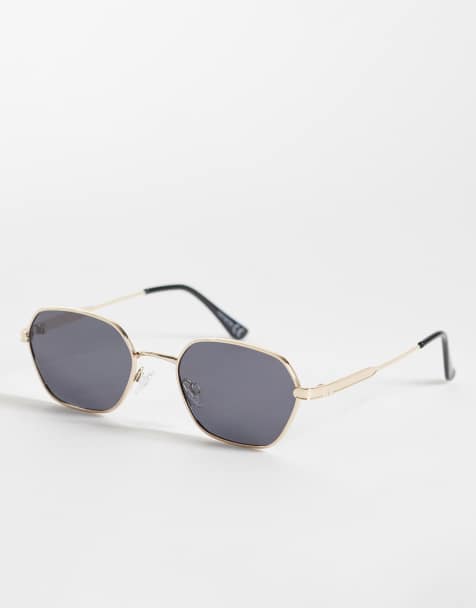 ASOS DESIGN – Guldfärgade, fyrkantiga solglasögon i metall med polariserade glas - view 1