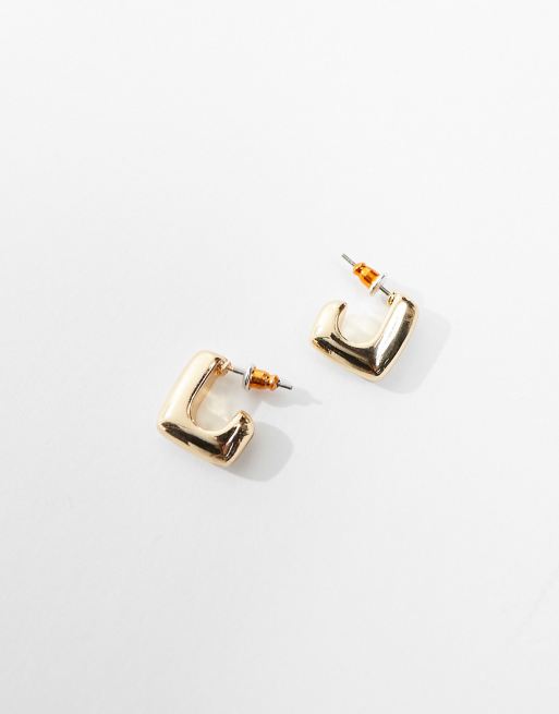 ASOS DESIGN – Guldfärgade, grova creoler med fyrkantig design, 10mm