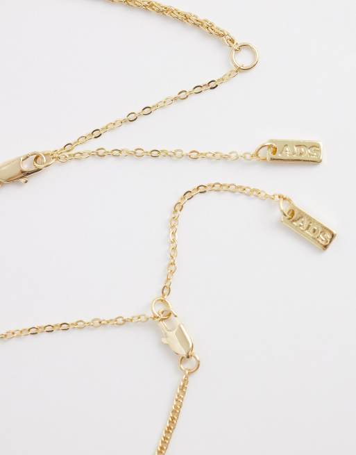 ASOS DESIGN – Guldfärgade halsband med hänge i kubisk zirkonia, 2-pack, 3 av 3