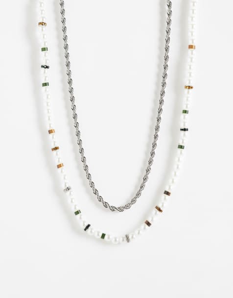 ASOS DESIGN – Guldfärgade halsband med pärlor och repkedja, 2-pack - view 1