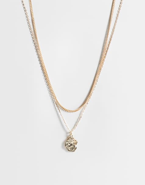 ASOS DESIGN – Guldfärgade halsband med smält hänge, 2-pack - view 1